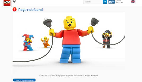 lego.com 404 Error Page design
