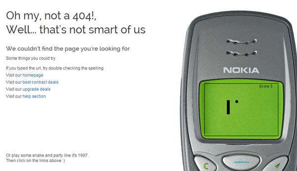 mobiles.co.uk 404 Error Page design