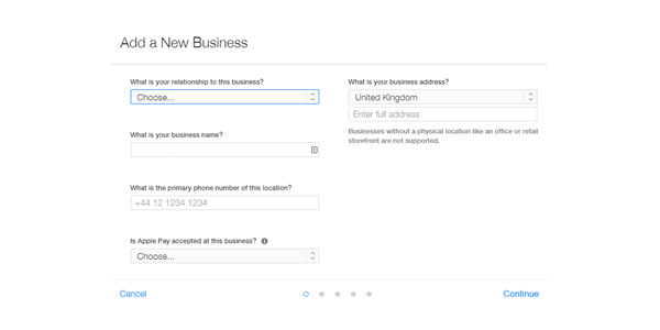 Add your Business name, Address and Primary Business Phone Number