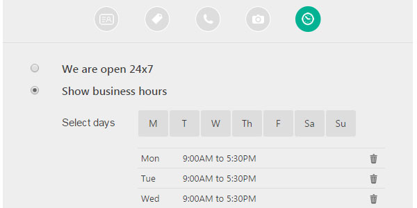 Add your Business Opening Hours